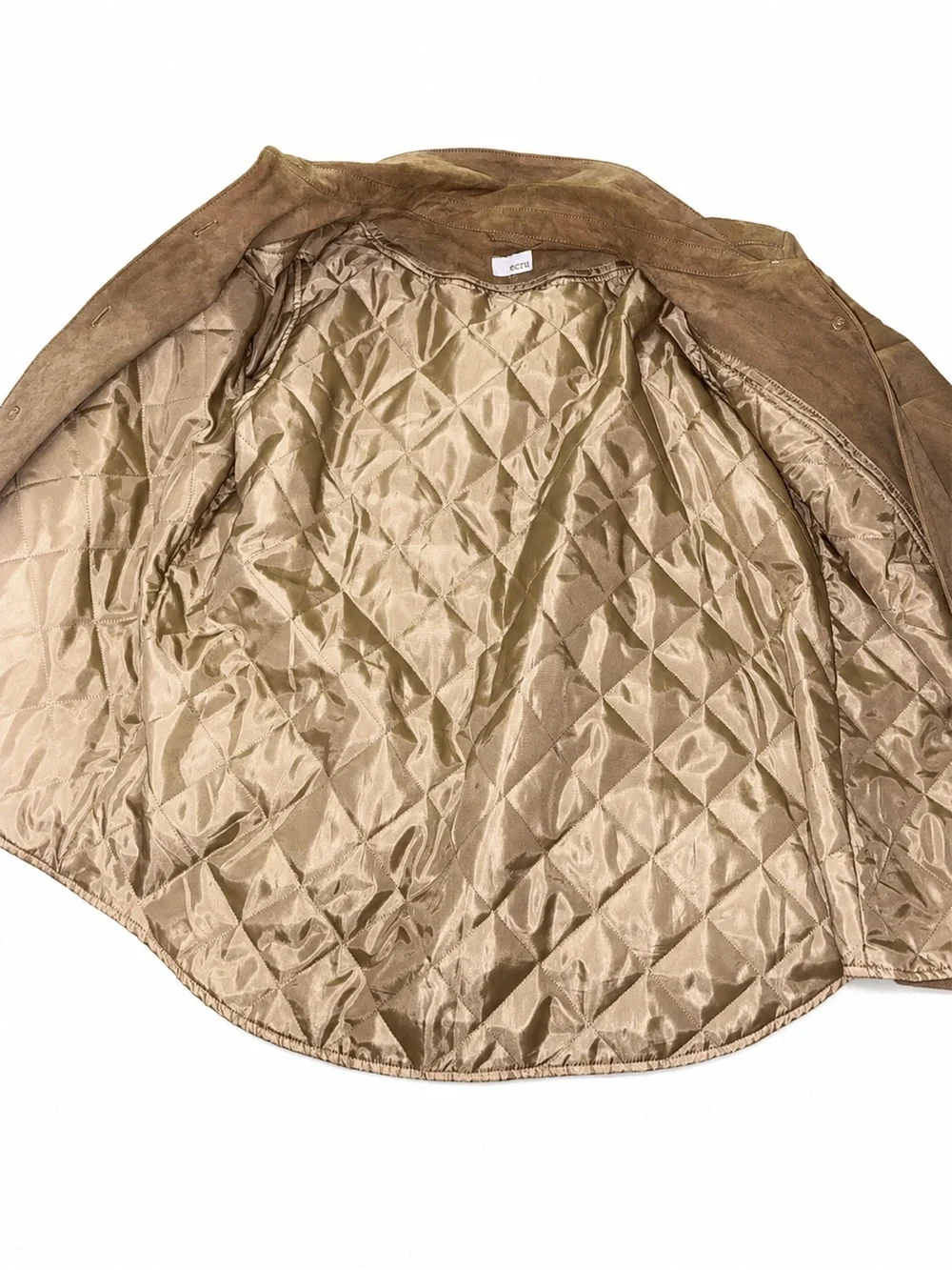 ECRU Women’s Suede Jacket XL Removable Quilted Zip-Out Lining Button Down
